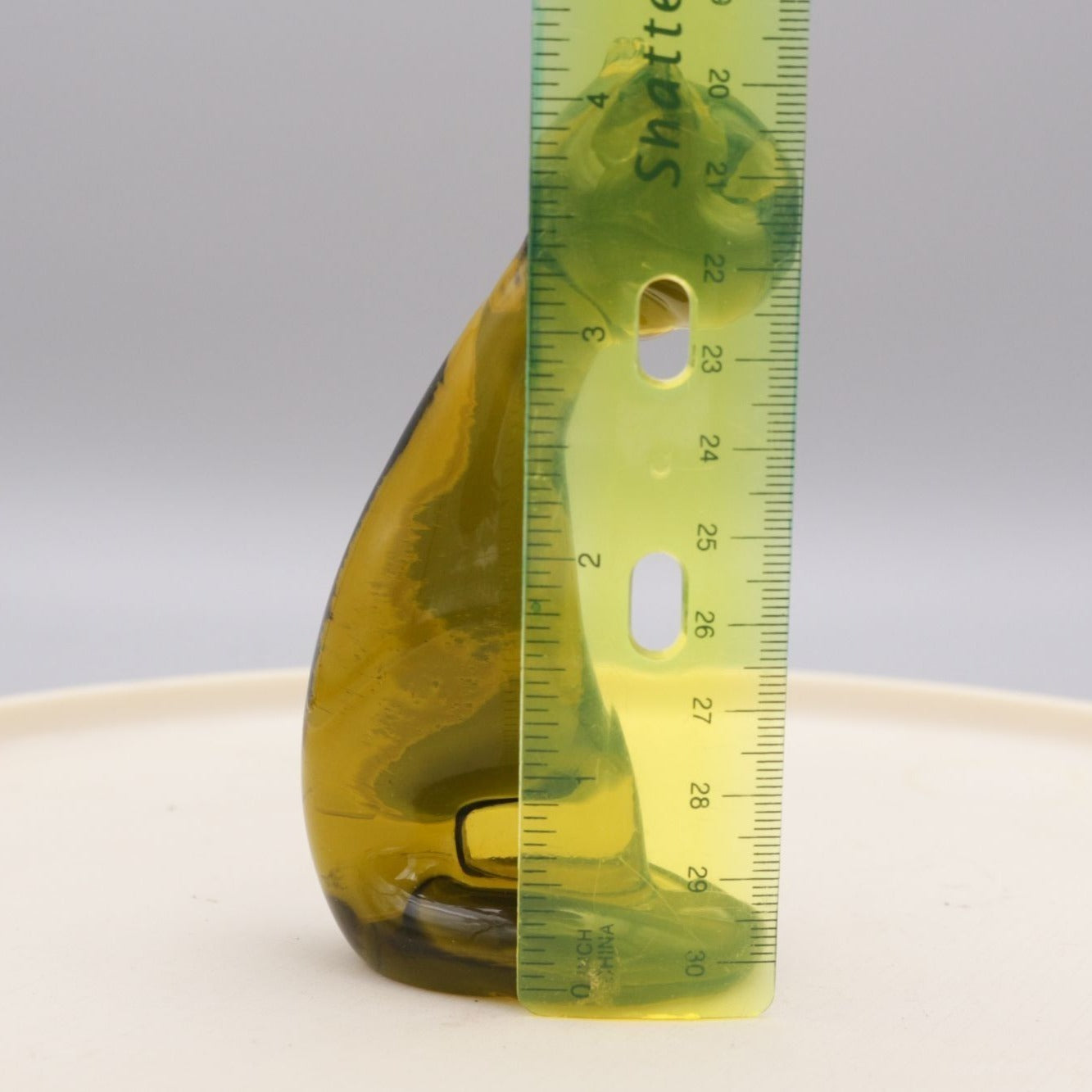 Vintage Hand Made Glass Cat Amber Green