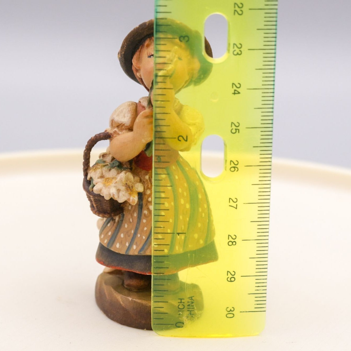 Vintage ANRI Ferrandiz Italy Wooden Hand Carved Figurine Girl With Flowers