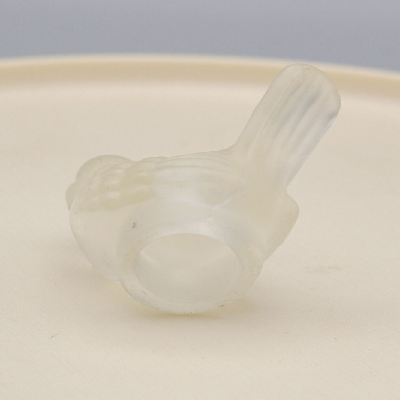 Vintage Miniature Frosted Glass Bird Candle Holder