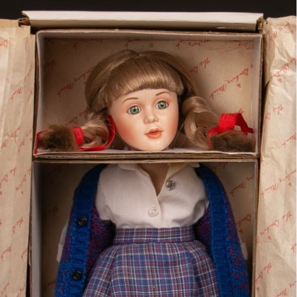 Vintage 1990s Danbury Mint Precious Childhood Moments School Time Porcelain Doll NIB