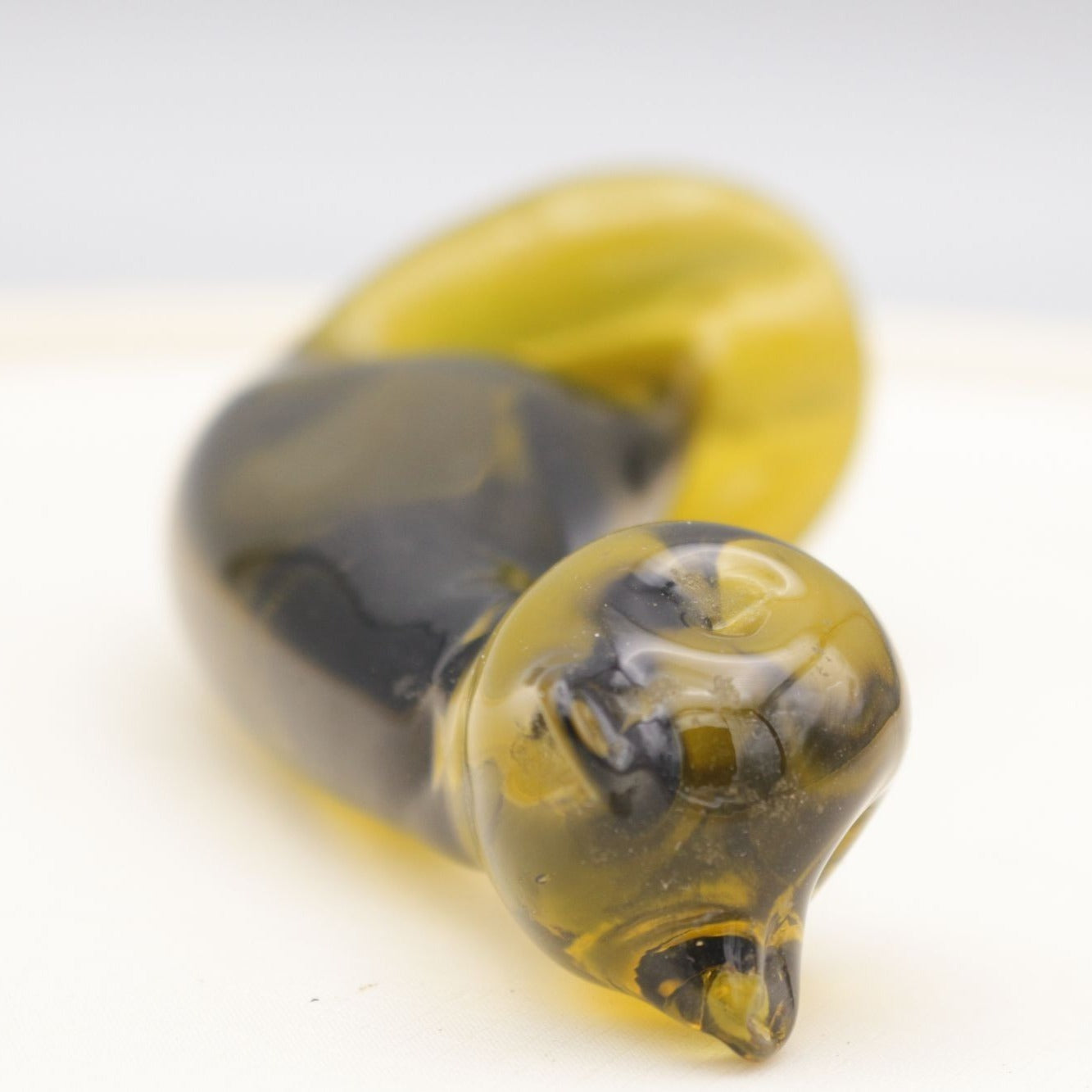Vintage Hand Made Glass Cat Amber Green