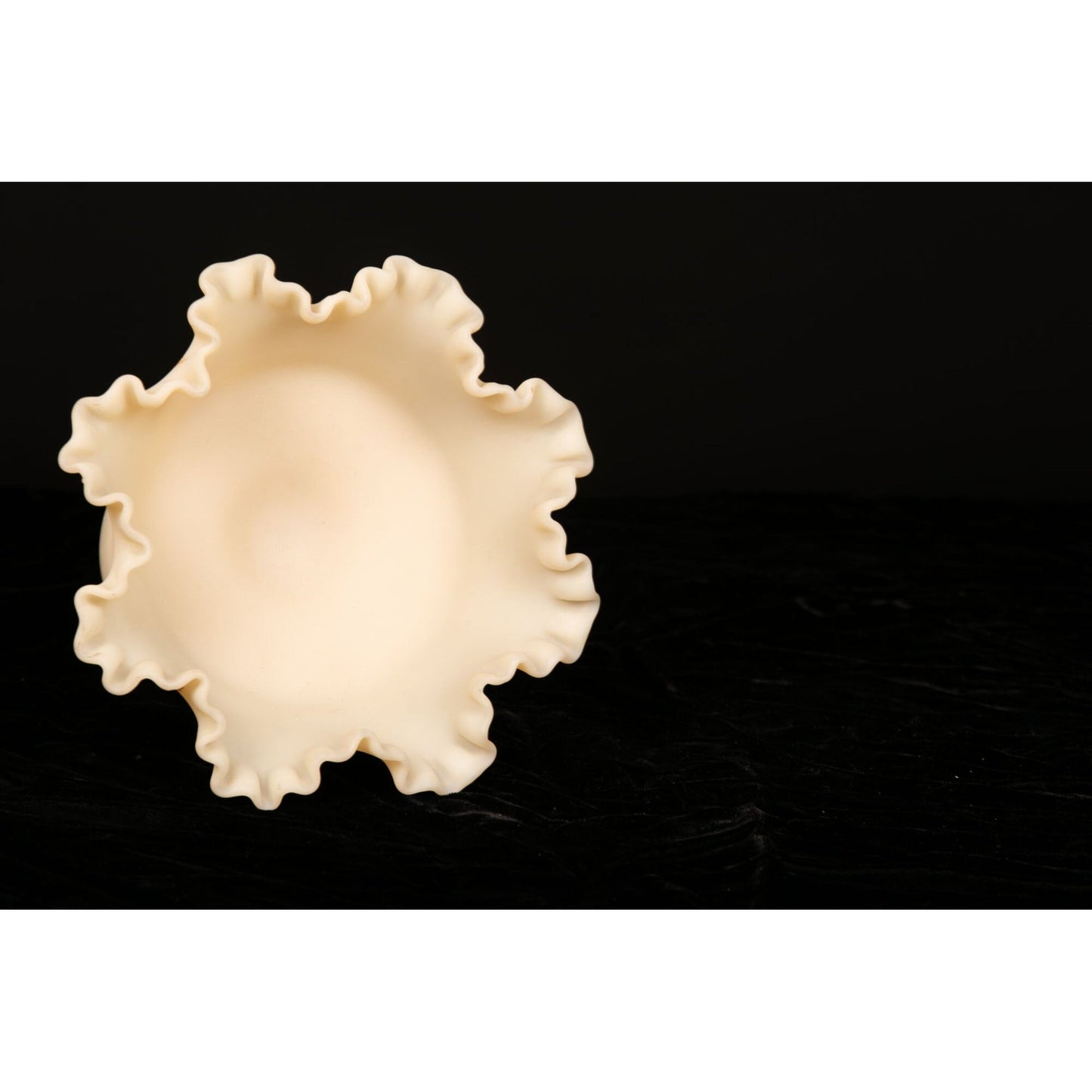Vintage Hand Painted Fenton Satin Glass Footed Compote Cream Color
