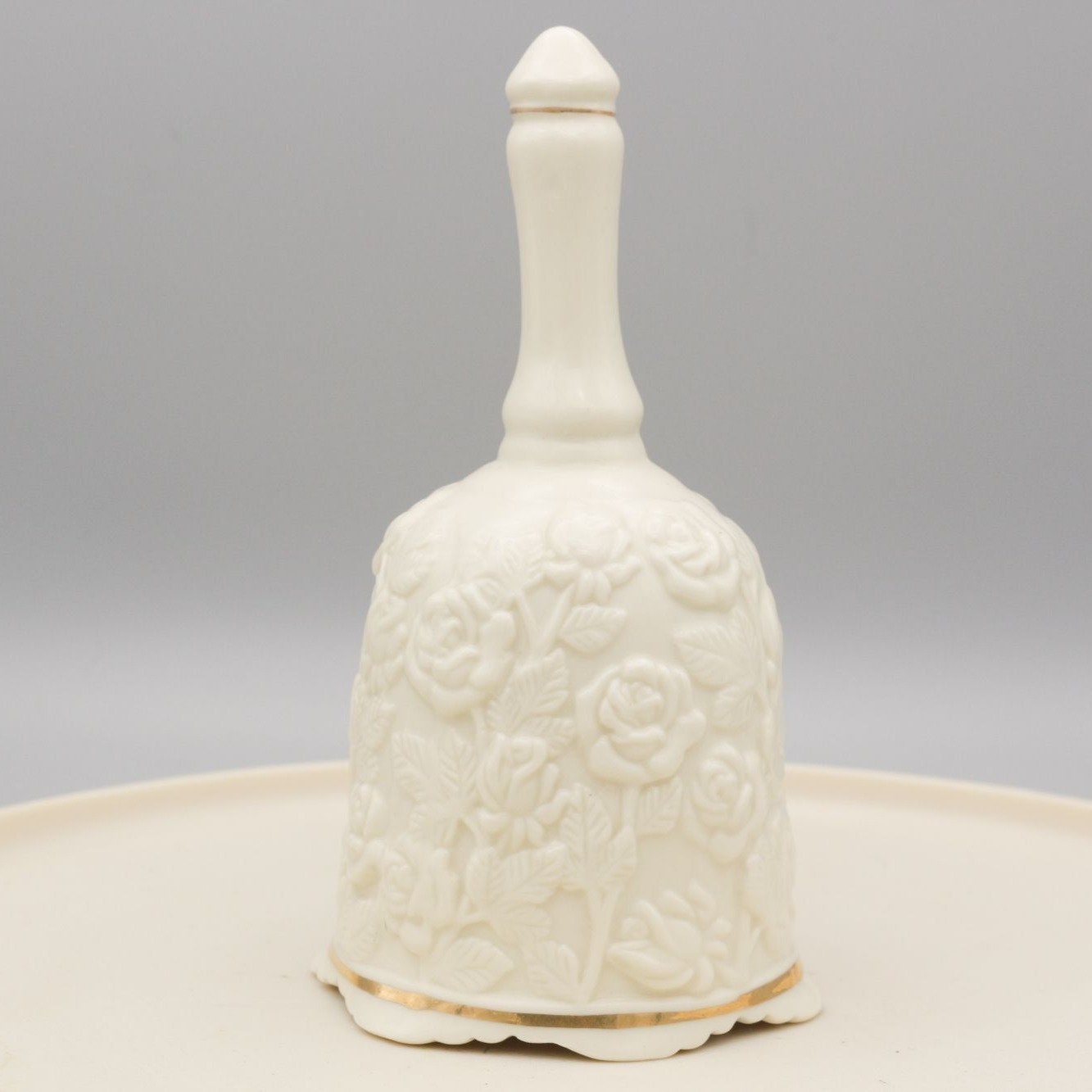 Vintage Lenox Bell Rose Motif Ceramic 5.5" Tall White and Gold