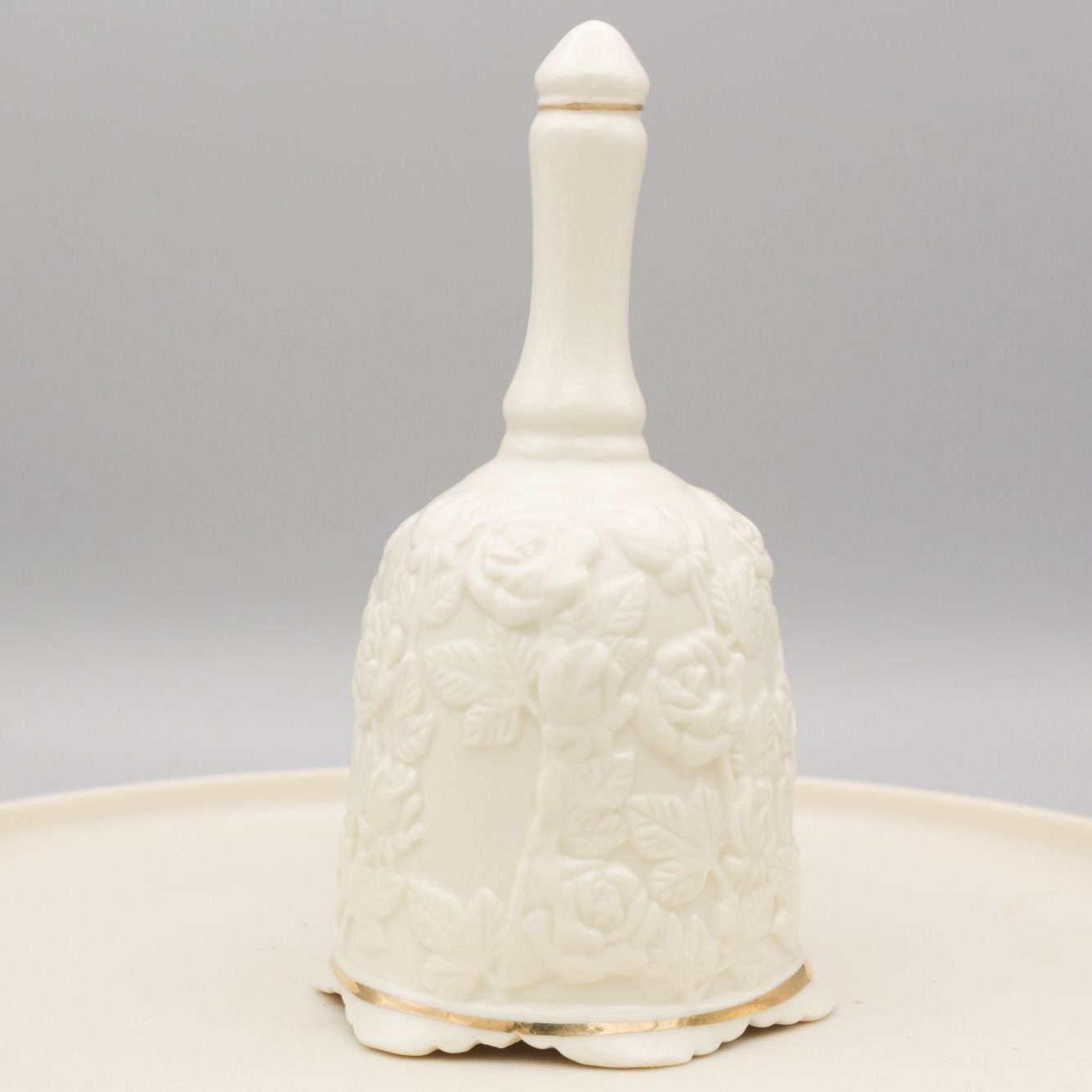 Vintage Lenox Bell Rose Motif Ceramic 5.5" Tall White and Gold
