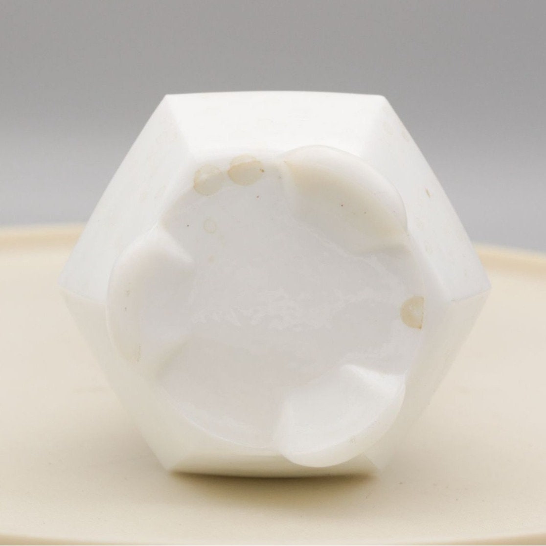 Vintage Milk Glass Oil Lamp Small 7.5" With Vehicle Motifs AS IS