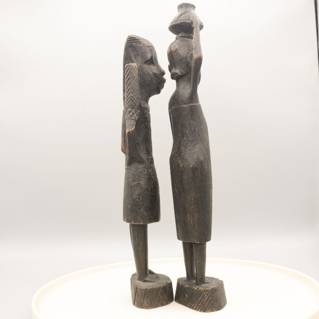 Vintage Carved Wooden African Figurines Set of Two