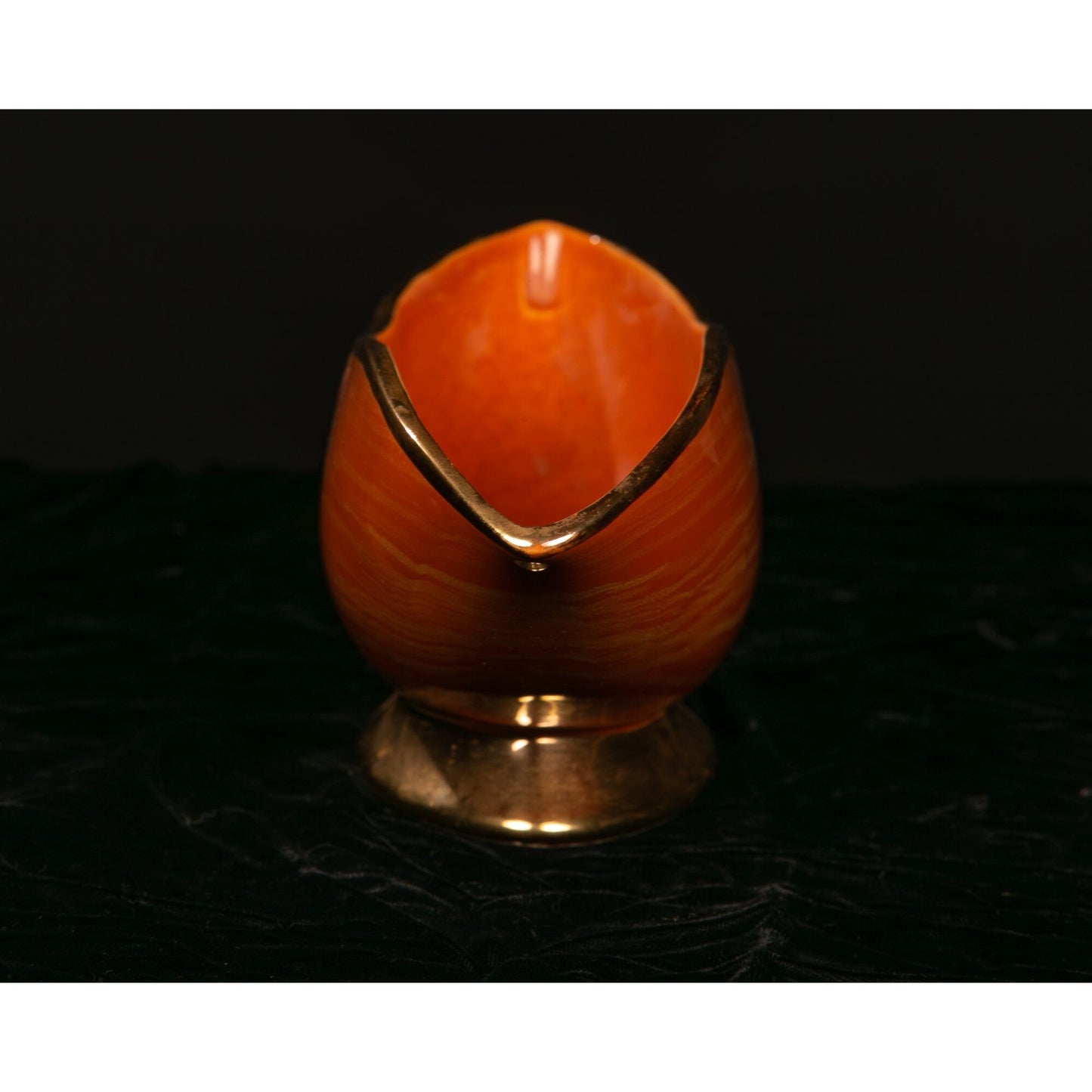 Vintage McCoy USA COnsole Bowl Orange 23K Shafer Gold Trim