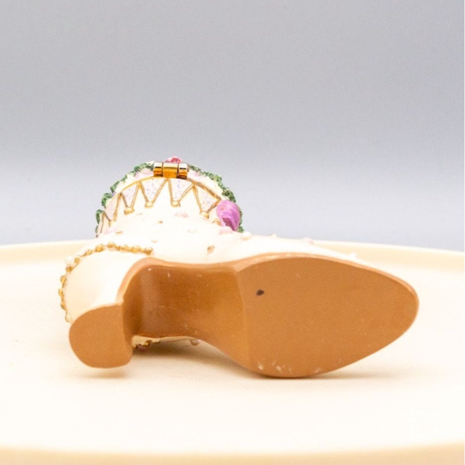 Miniature Resin Shoe Trinket Box January Floral Victorian Figurine