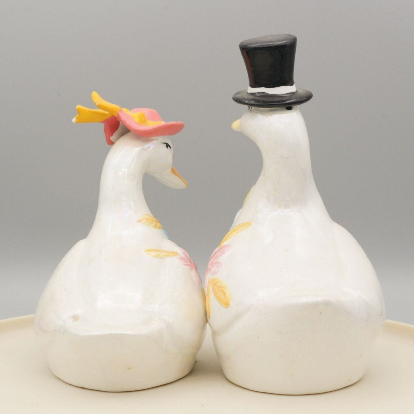 Vintage Ceramic Geese Couple Figurines Set of 2