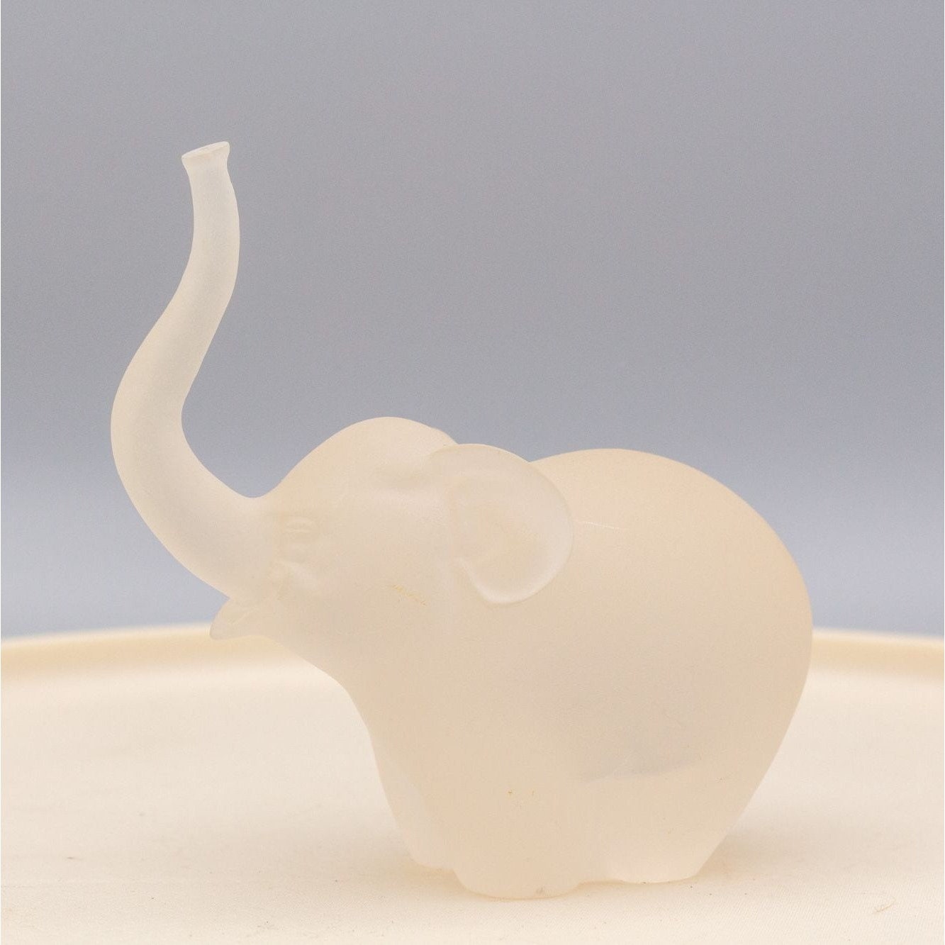 Vintage Frosted Lucite Elephant Figurine Signed AH