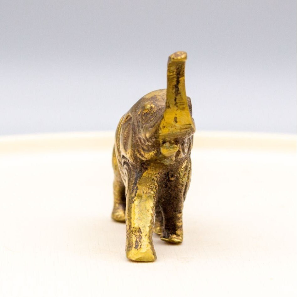 Vintage Solid Brass Elephant Figurine Small