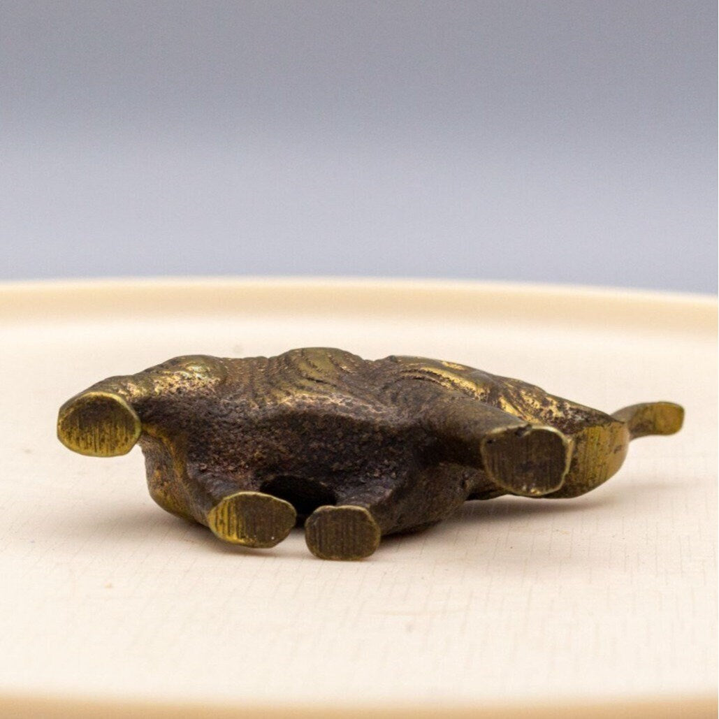 Vintage Solid Brass Elephant Figurine Small