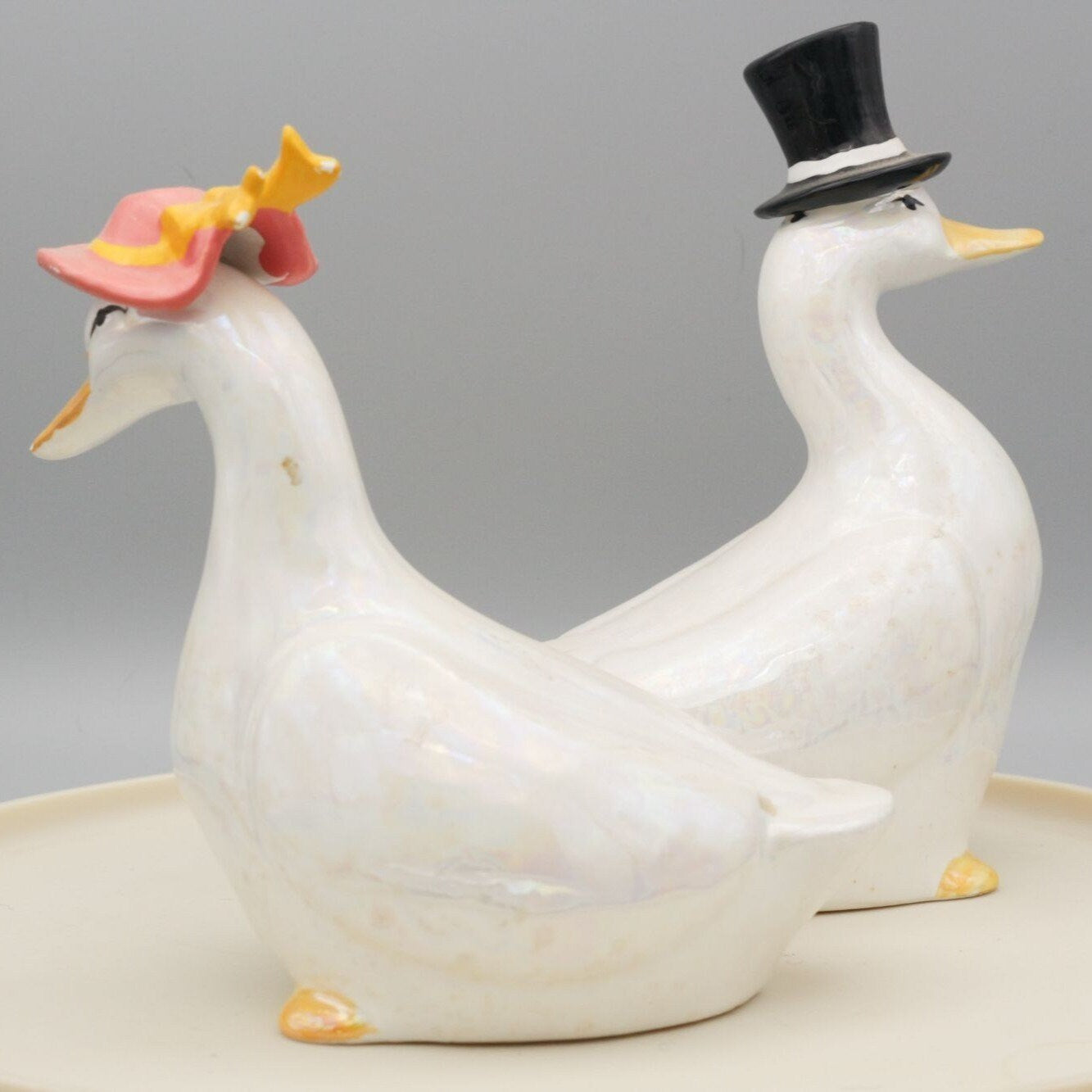 Vintage Ceramic Geese Couple Figurines Set of 2