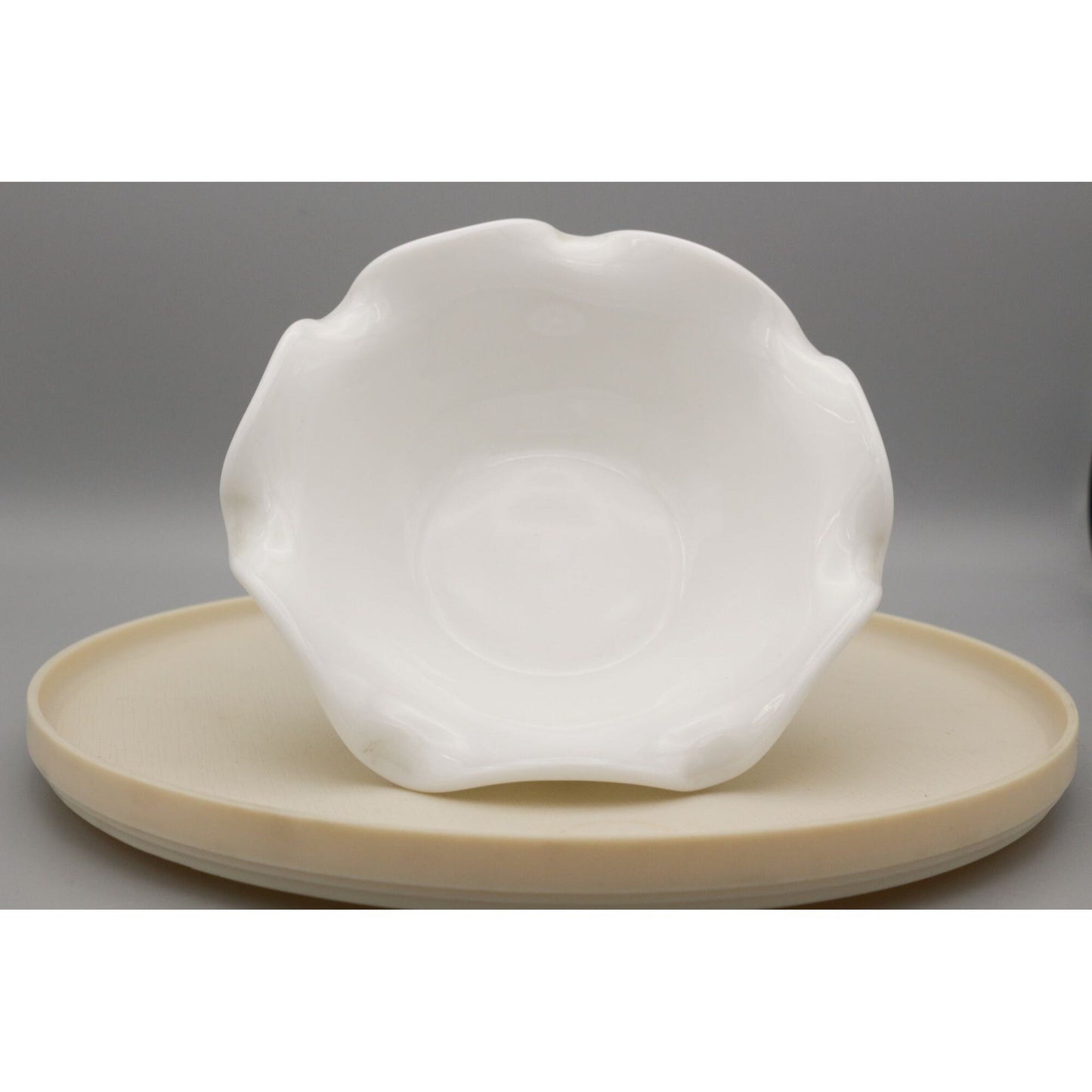 Vintage Westmoreland Milk Glass Footed Bowl Grape Leaf pattern