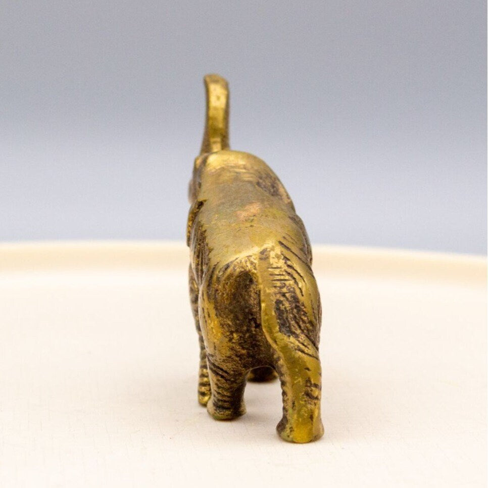 Vintage Solid Brass Elephant Figurine Small