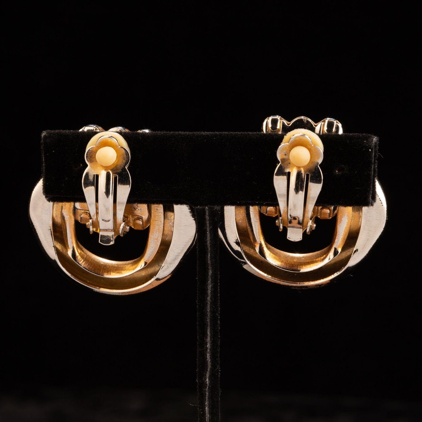 Vintage Oversized gold and Silver Toned Clip on Earrings