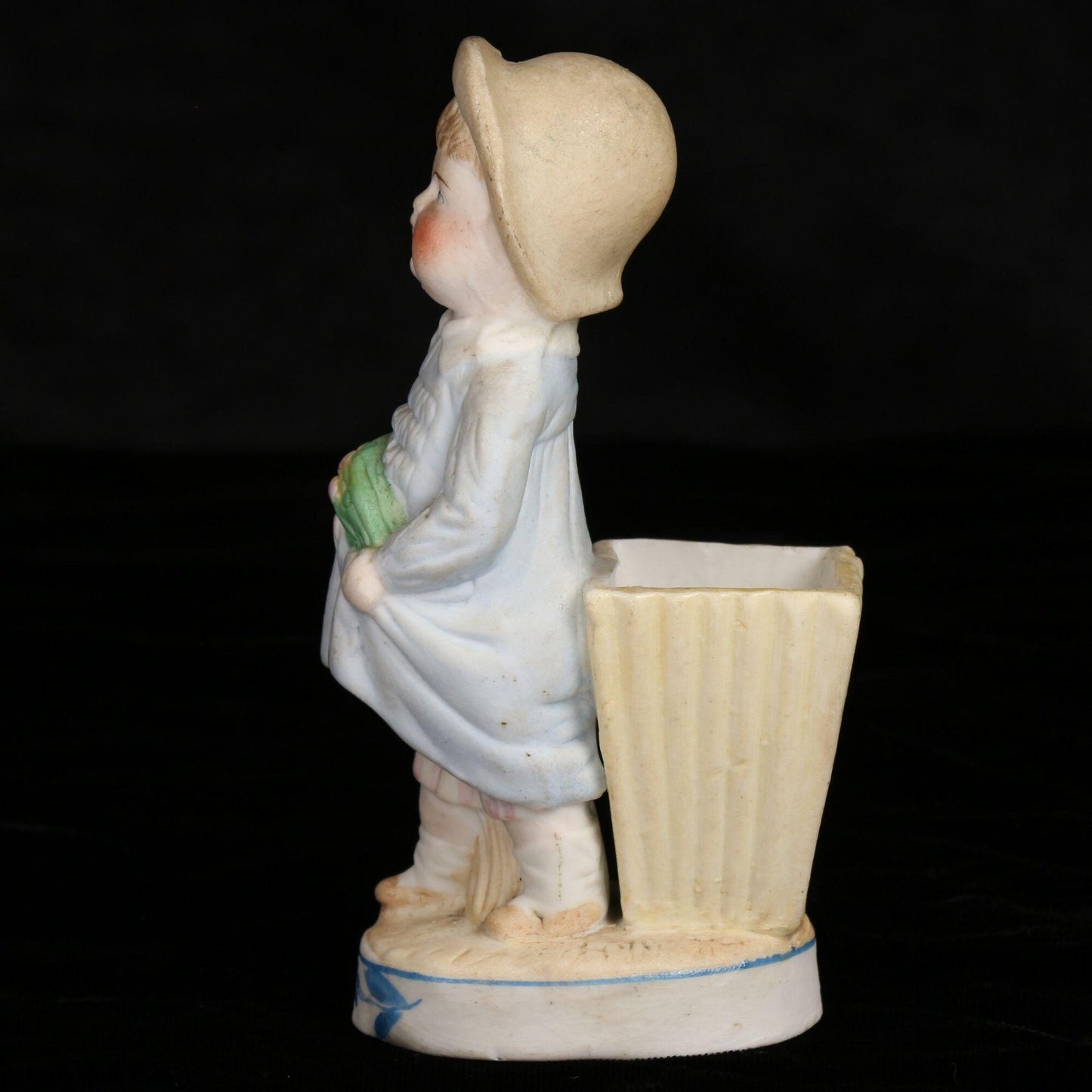 Antique Victorian 1800s Bisque Porcelain Toothpick/Match Holder