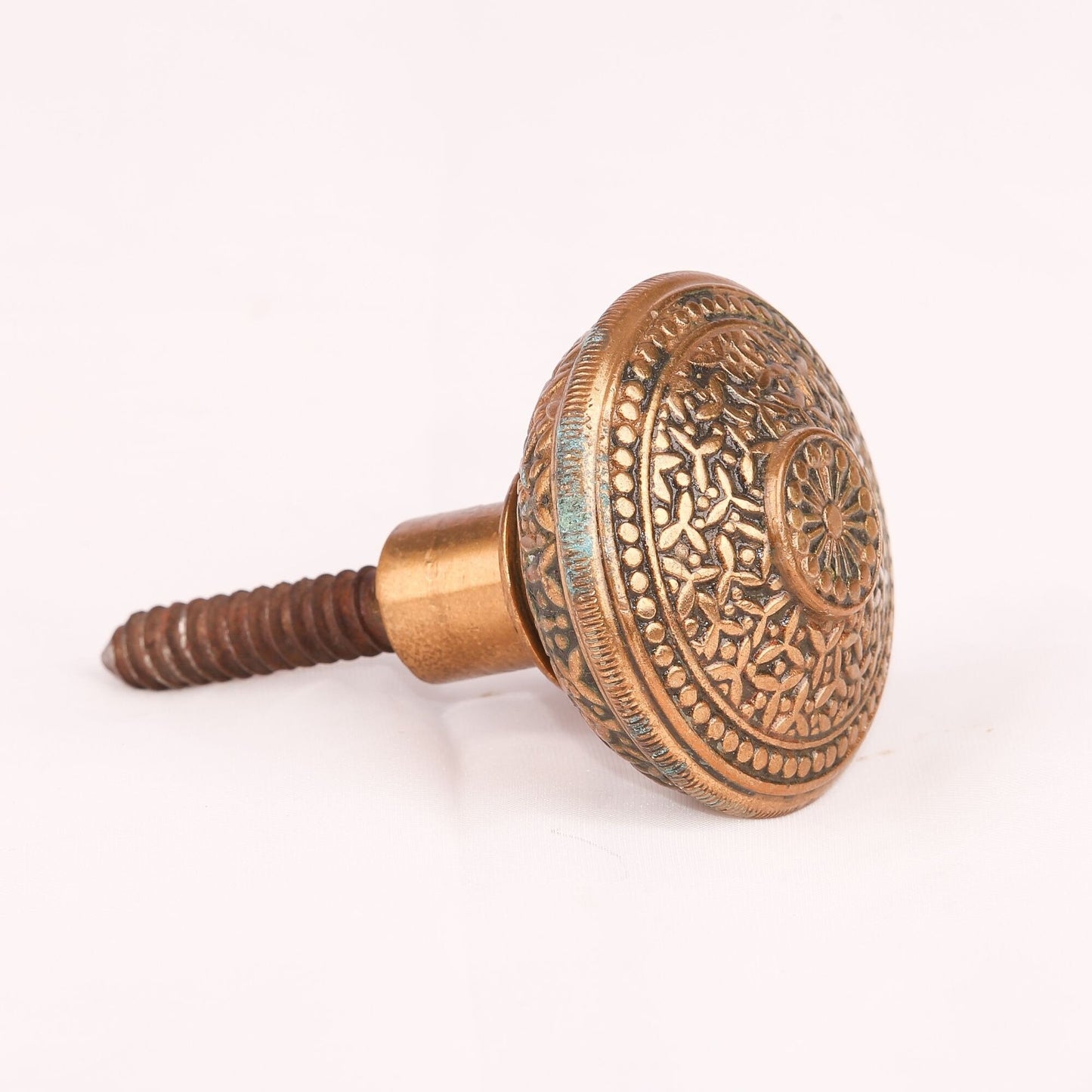 Antique 1880s Cast Bronze Doorknob Knurled Edges Rice pattern