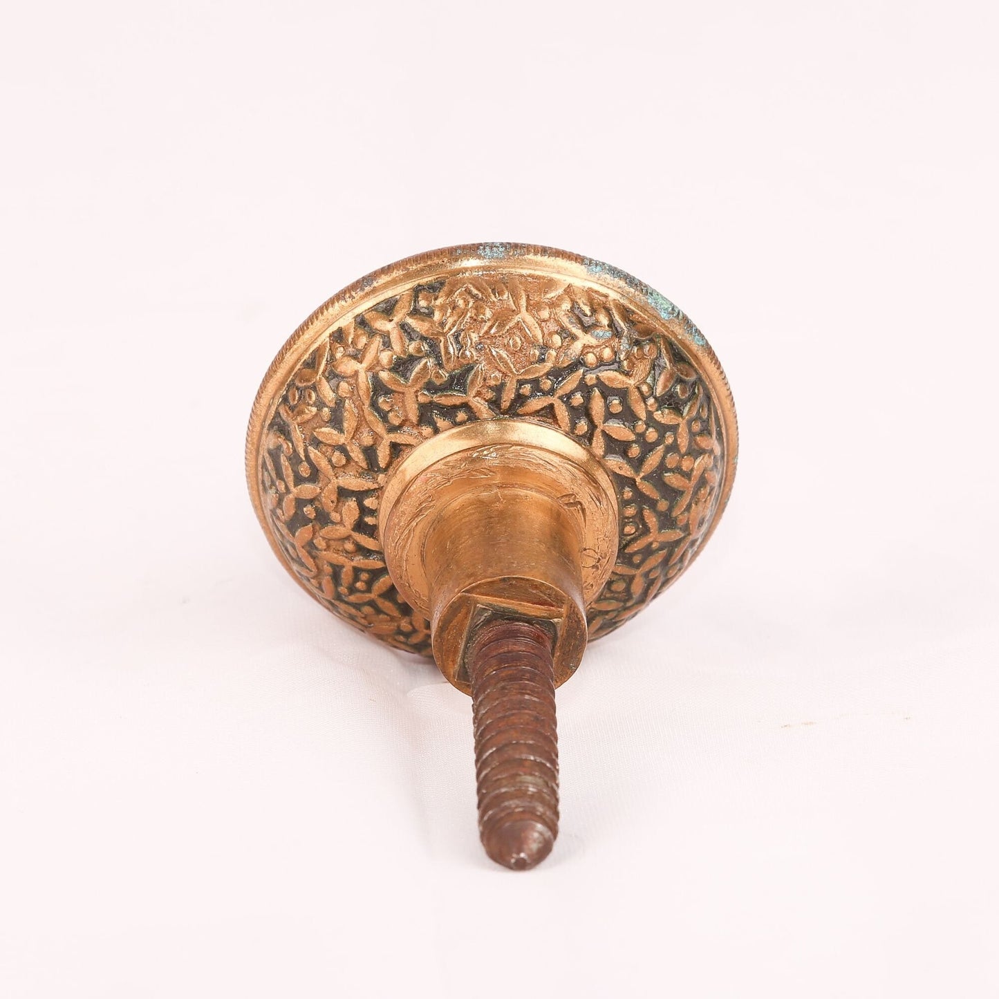 Antique 1880s Cast Bronze Doorknob Knurled Edges Rice pattern