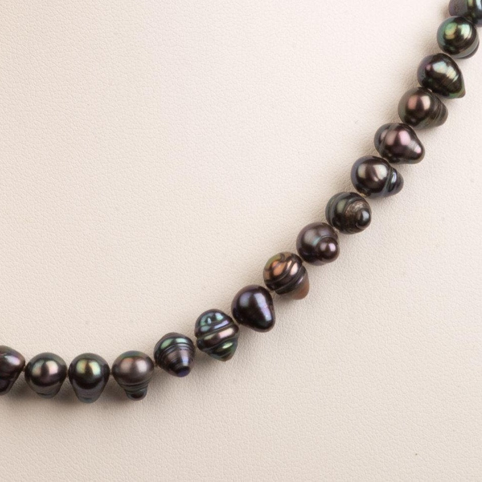 Vintage Genuine Baroque Pearl Beaded Necklace With Fish Hook Box Clasp