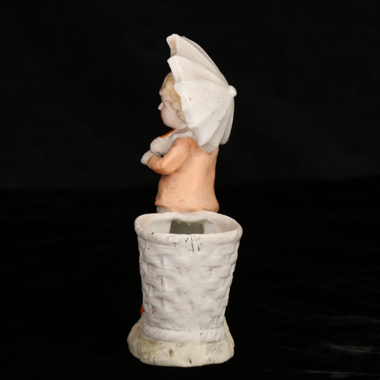 Antique Victorian 1800s Bisque Porcelain Toothpick/Match Holder