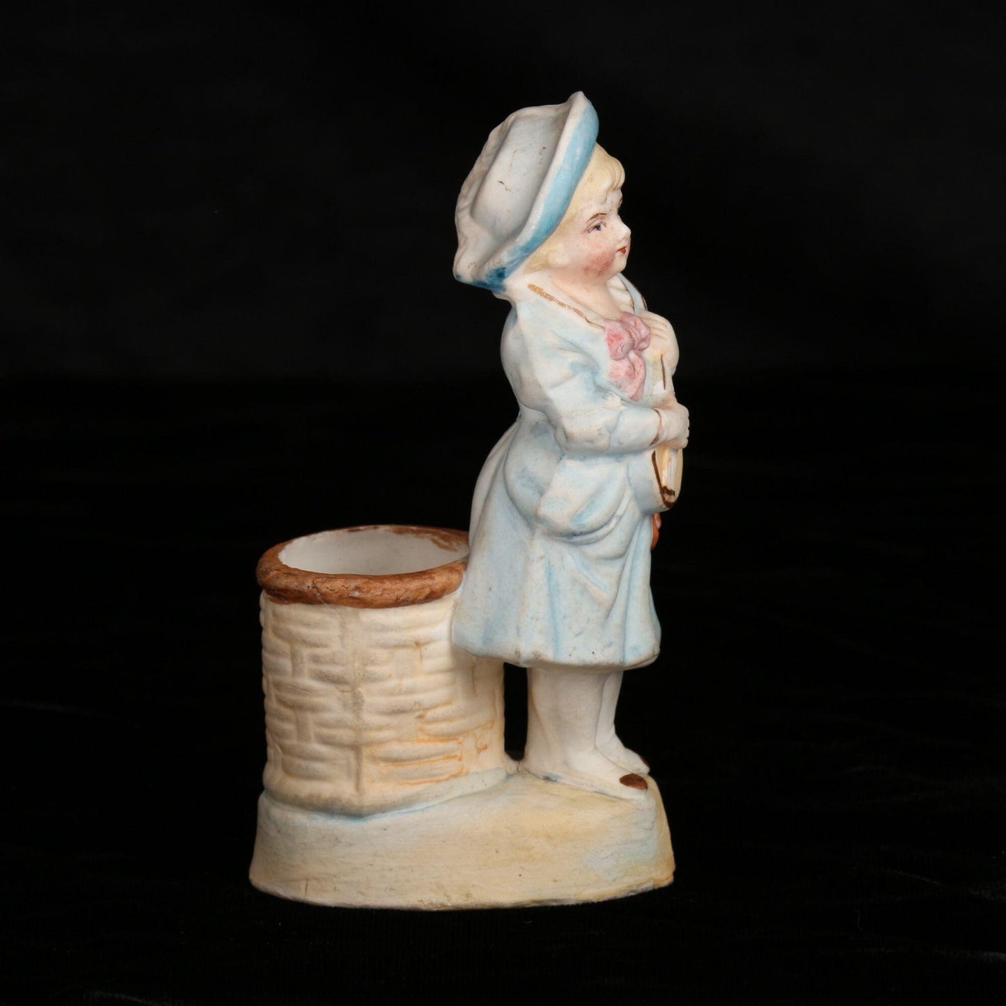 Antique Victorian 1800s Bisque Porcelain Toothpick/Match Holder