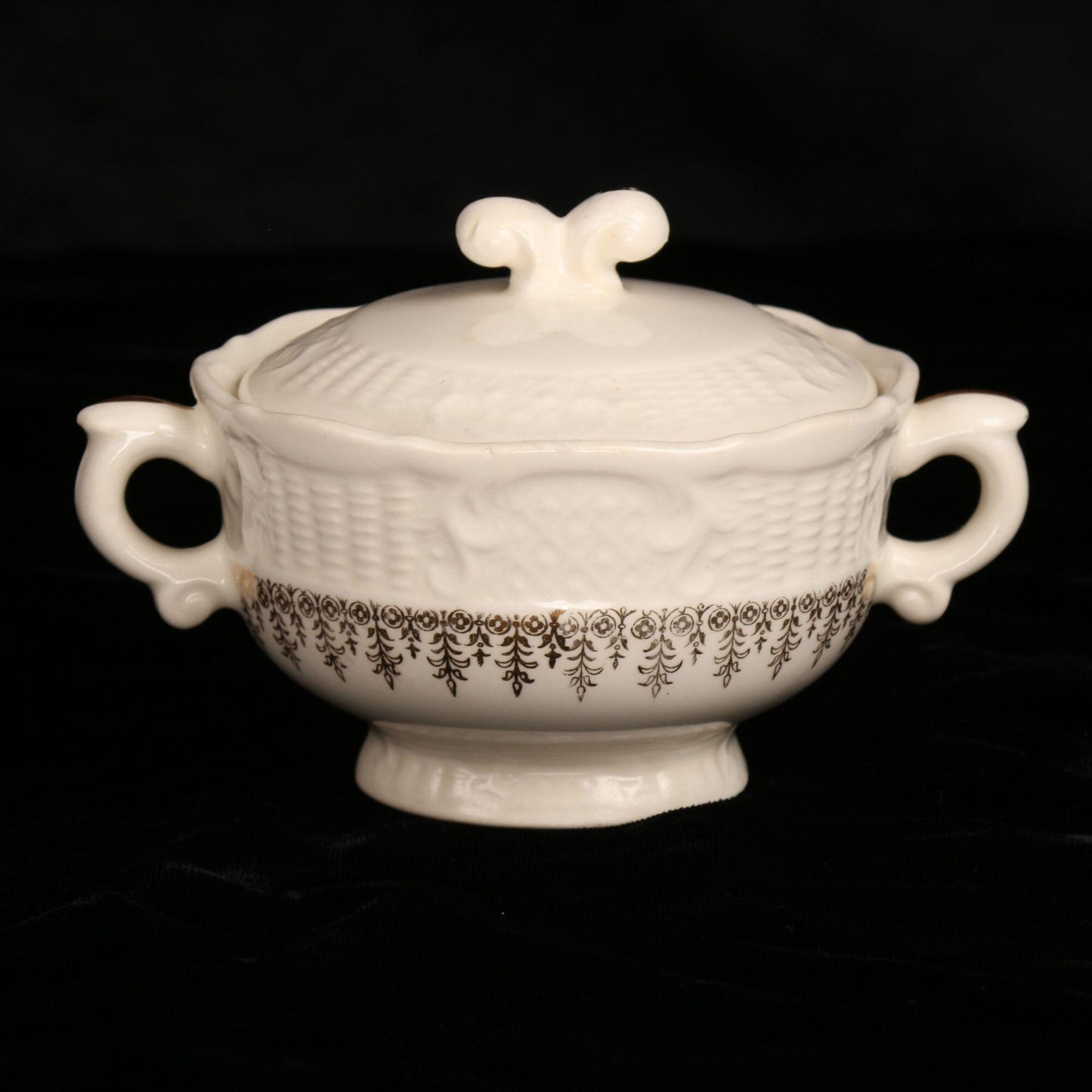 Vintage Canonsburg Pottery Sugar Bowl With Lid Goldette Pattern