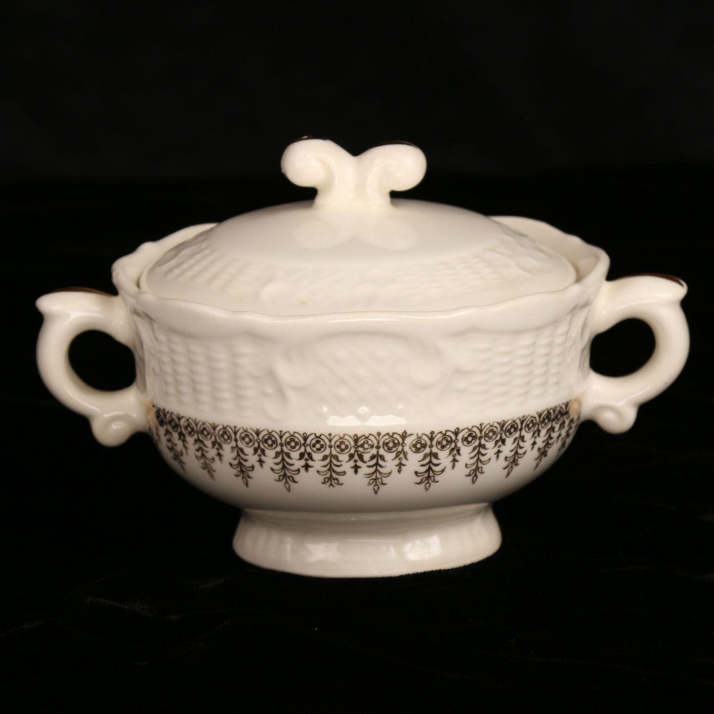 Vintage Canonsburg Pottery Sugar Bowl With Lid Goldette Pattern
