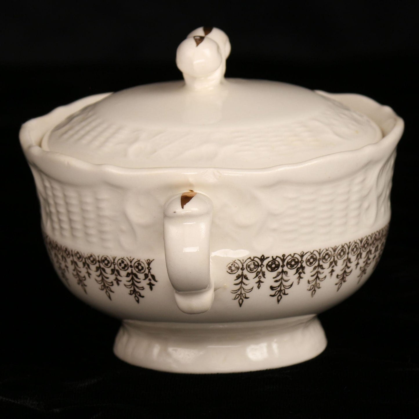 Vintage Canonsburg Pottery Sugar Bowl With Lid Goldette Pattern