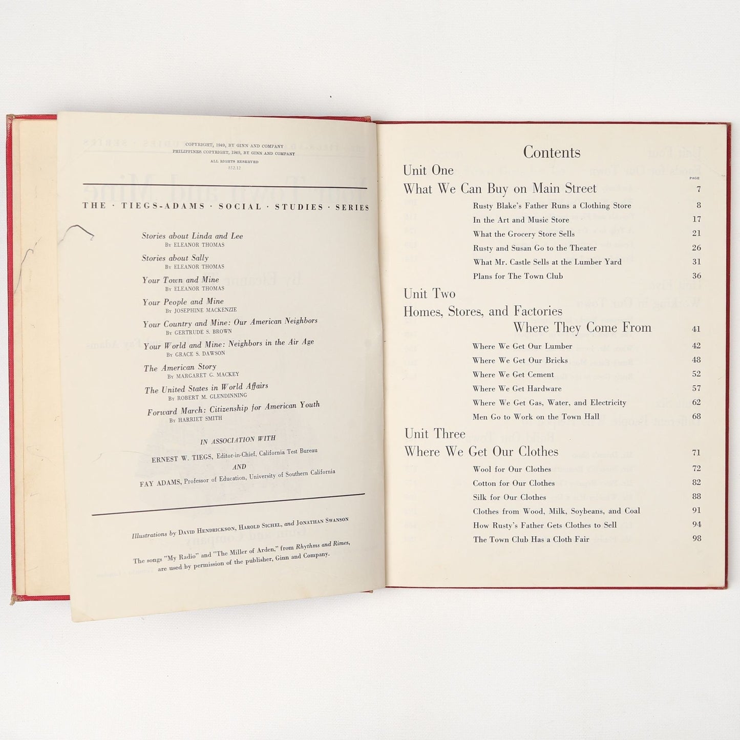 Vintage 1949 Book Your Town and Mine by Eleanor Thomas Grammar School Book