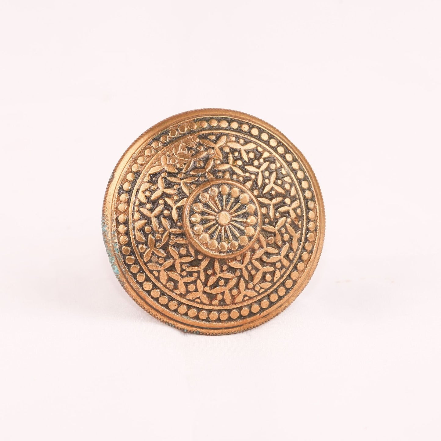 Antique 1880s Cast Bronze Doorknob Knurled Edges Rice pattern