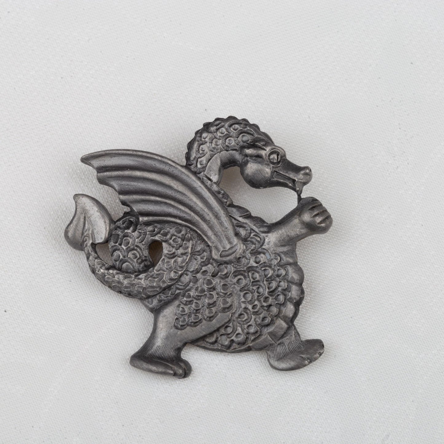Whimsical Dragon Pewter Brooch