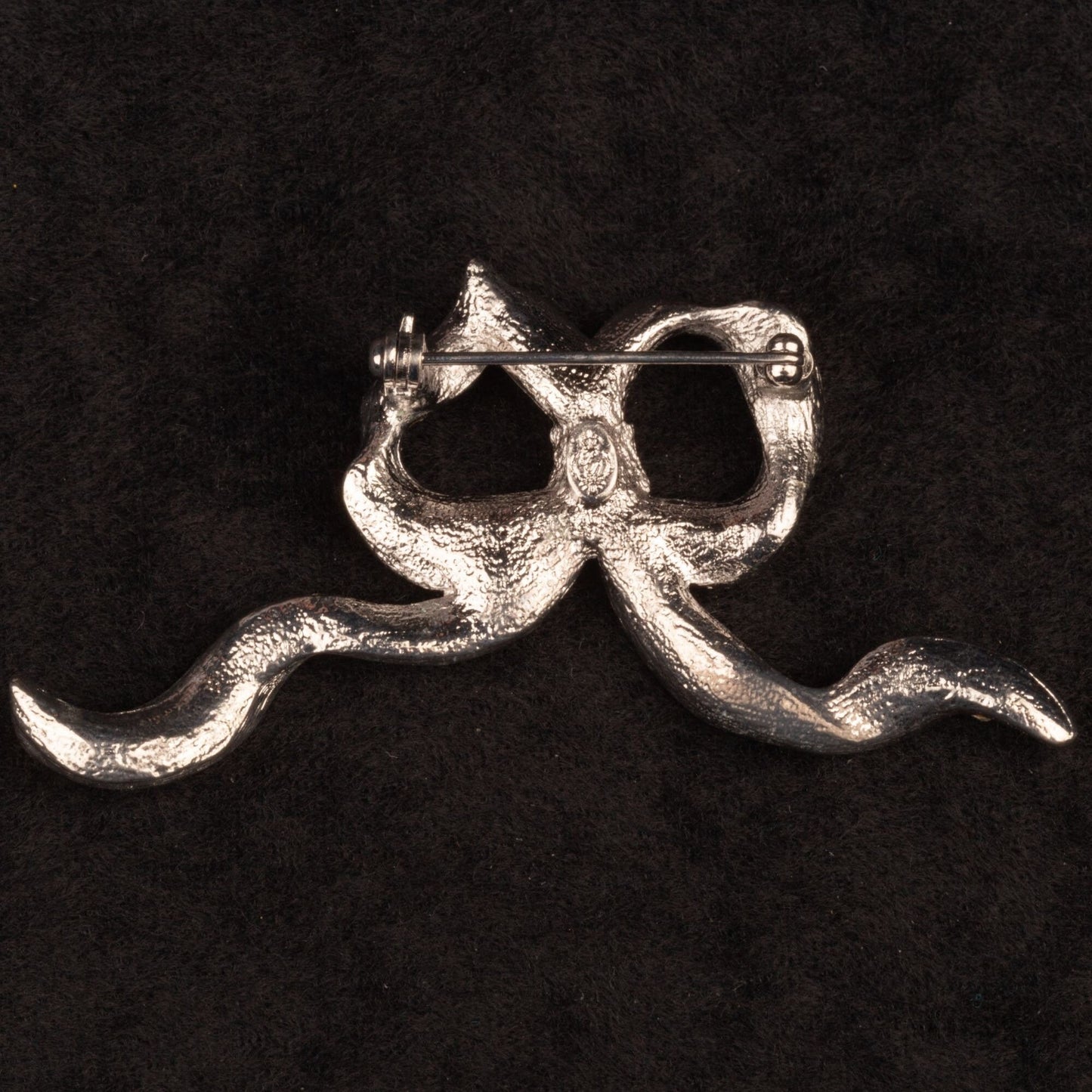 Signed Premier Rhinestone Silver Tone Bow Brooch