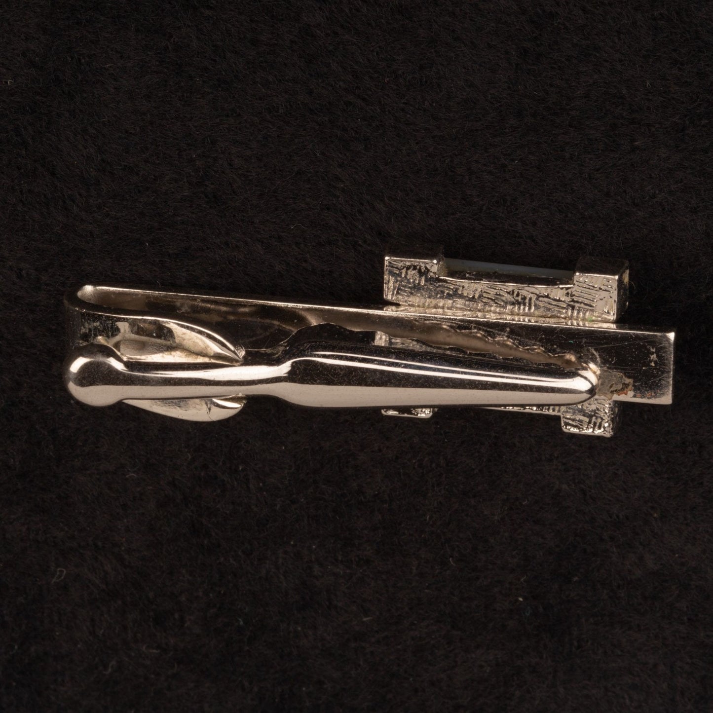 Vintage Silver Tone Mother of Pearl Inlay Tie Clip