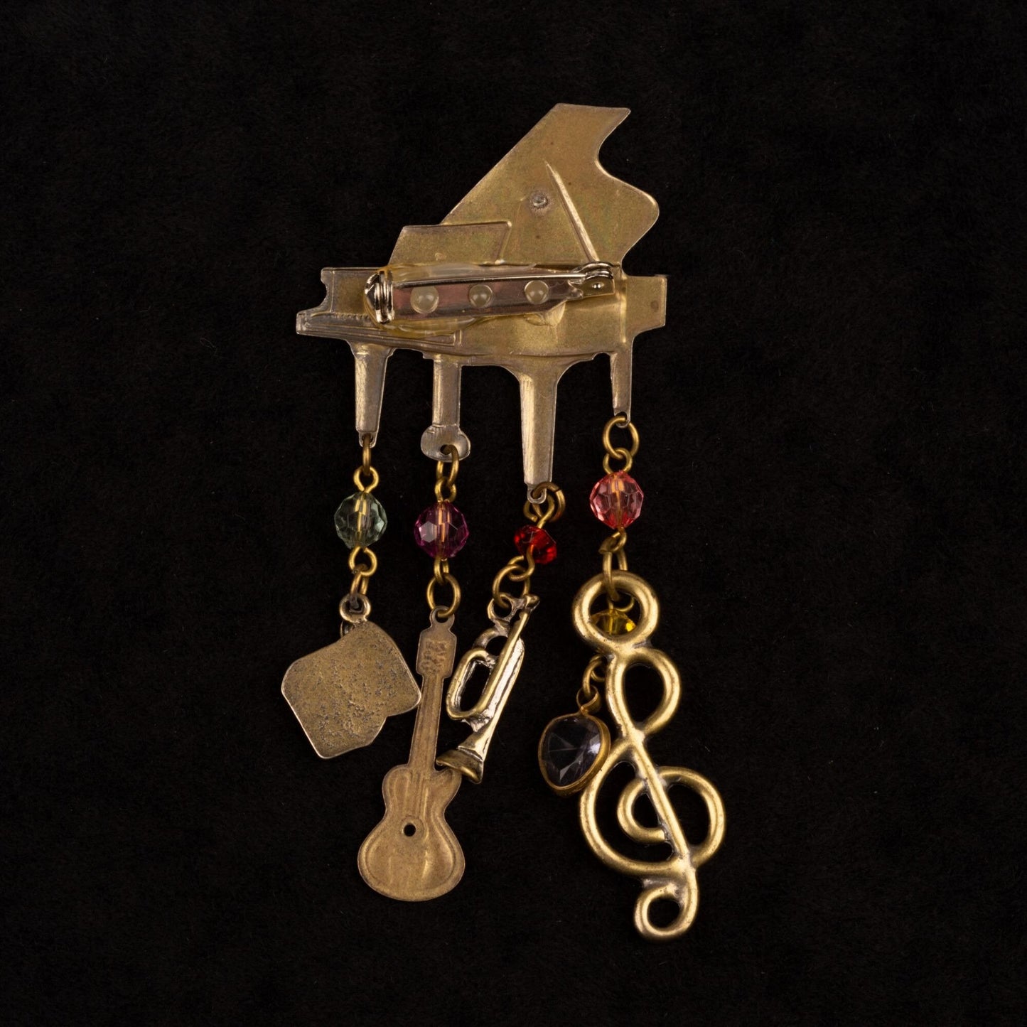 Vintage Piano Dangle Instrument Musical Gold Toned Brooch