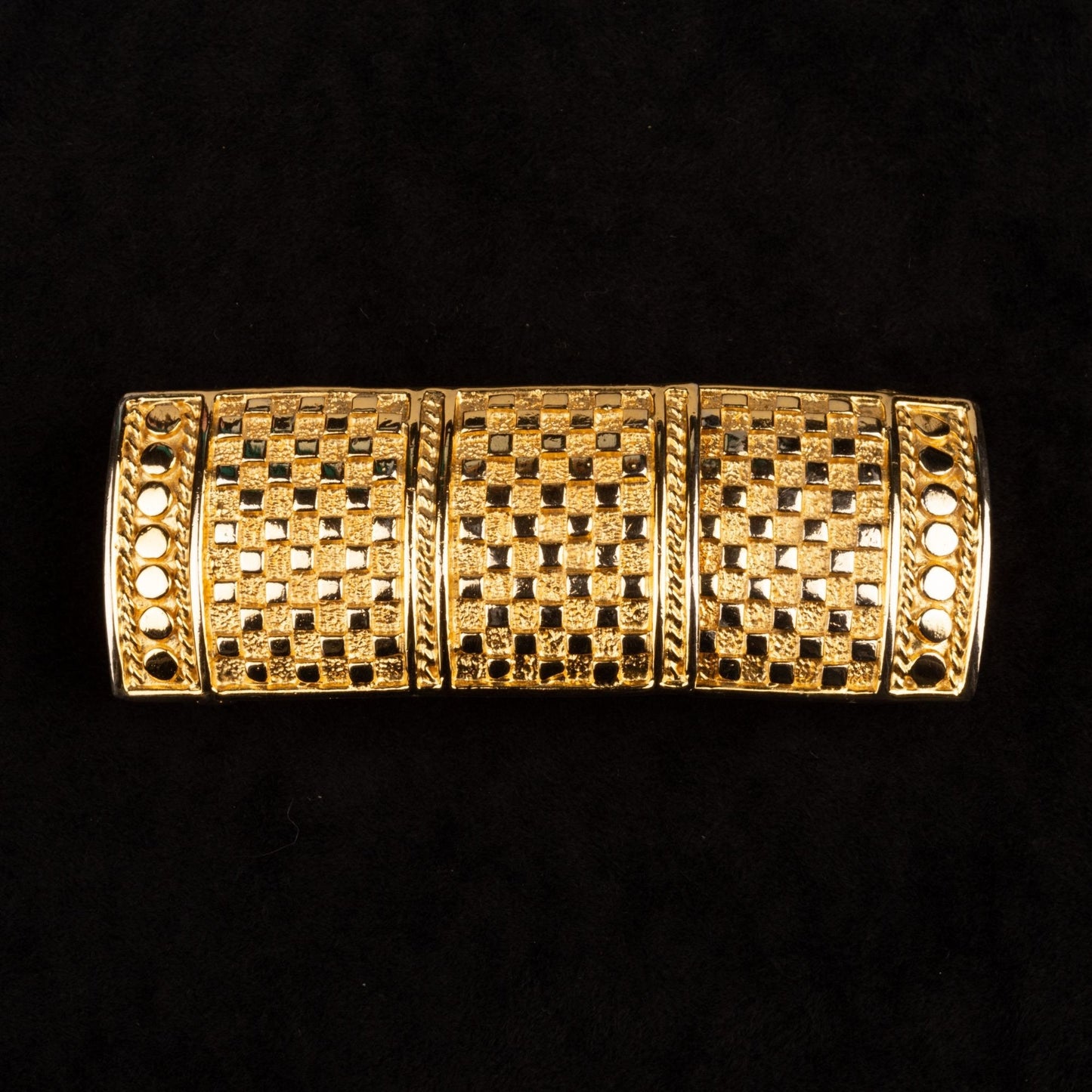 Vintage Belt Buckle Set Geometric Gold Toned