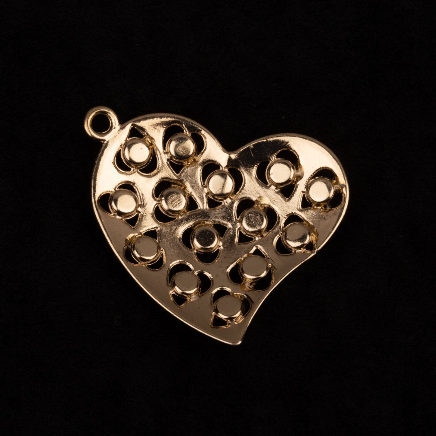Rhinestone Heart Gold Toned Pendant