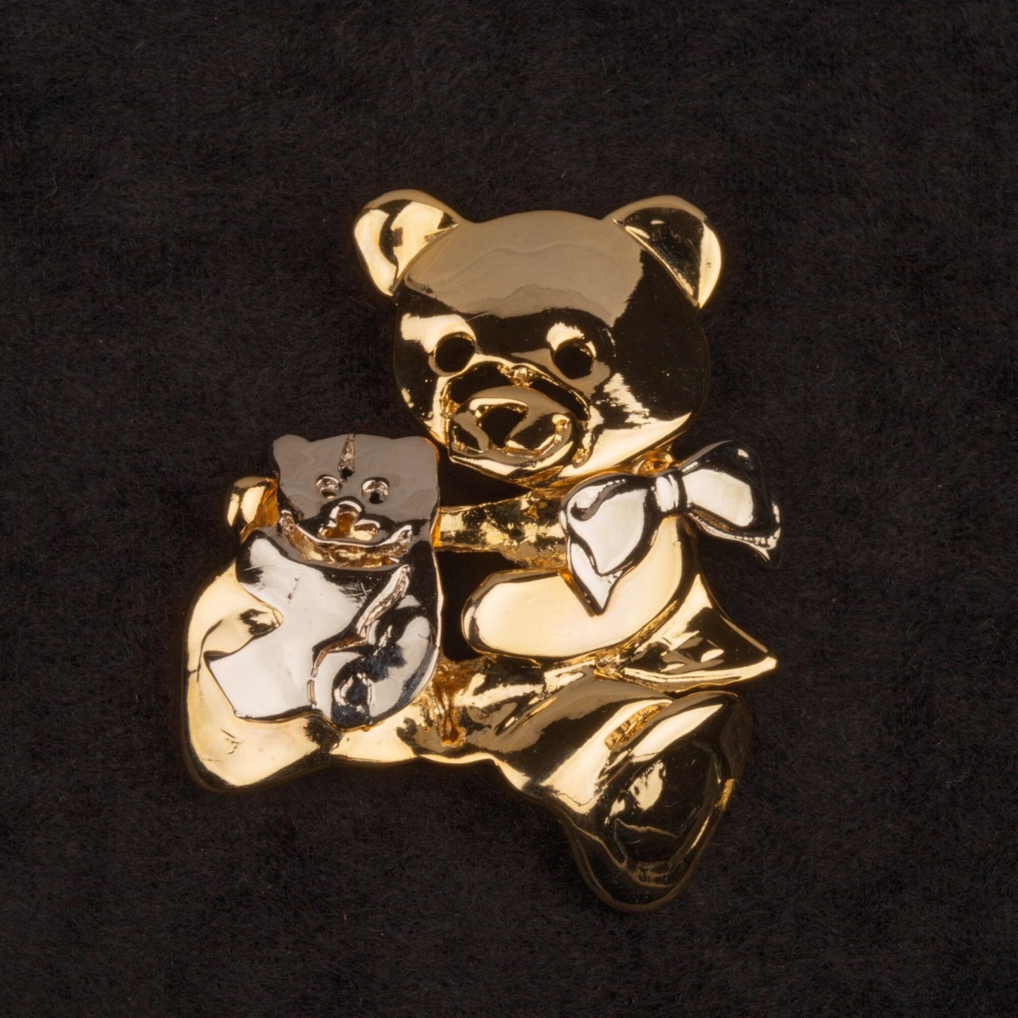 Vintage Teddy Bear Gold Toned Pendant and Brooch