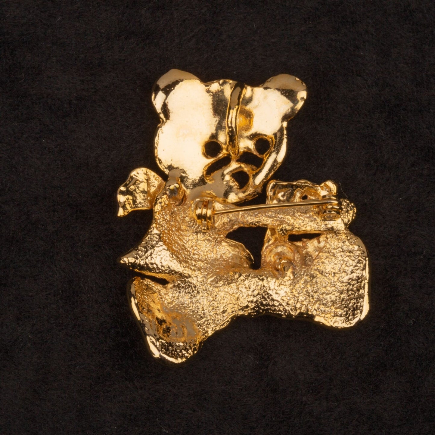 Vintage Teddy Bear Gold Toned Pendant and Brooch