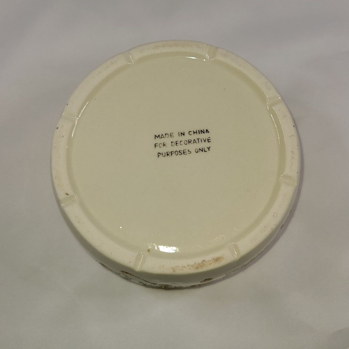 Vintage Hand Painted Dove Ceramic Trinket Box with Lid