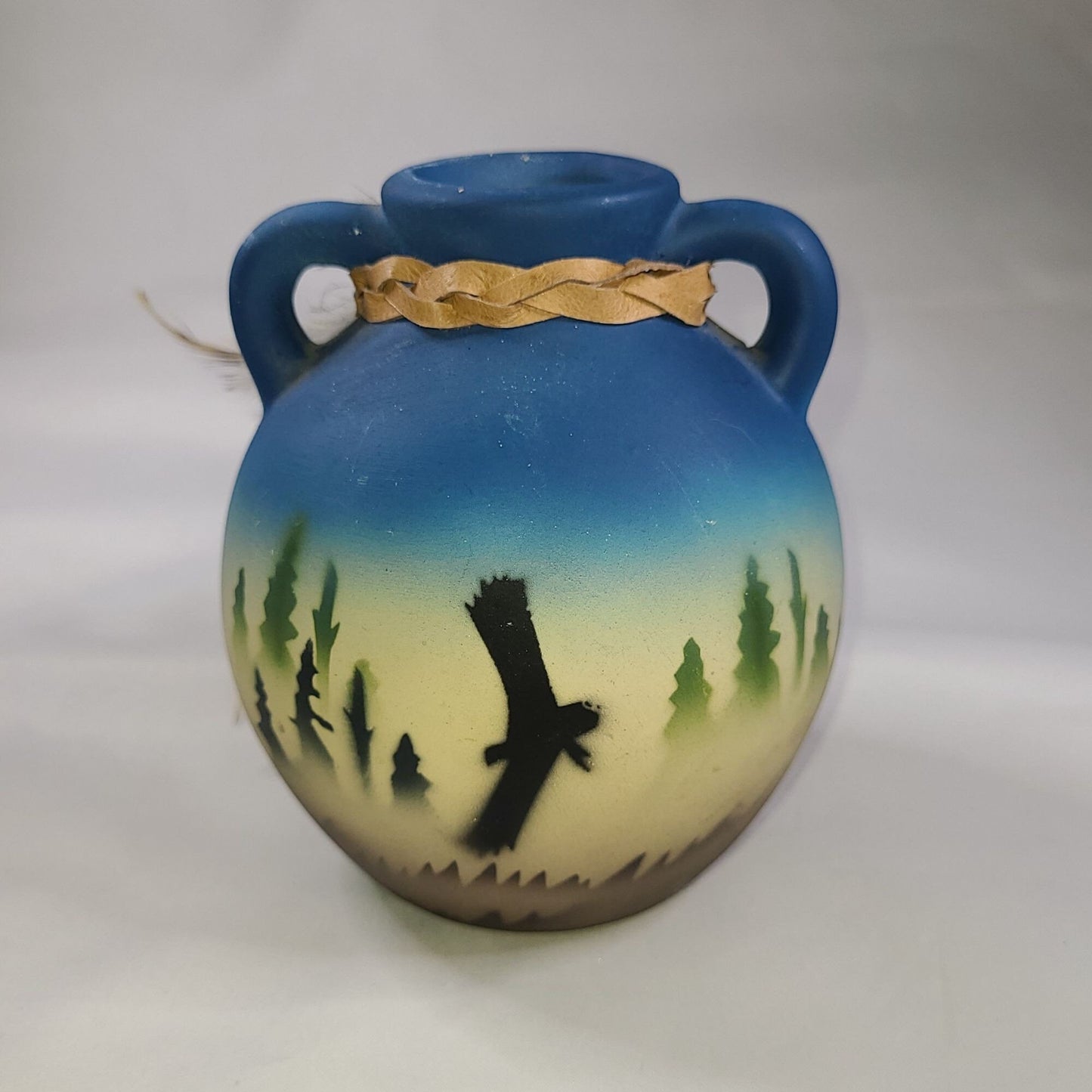 Air Brushed Southwestern Pottery Coyote Small Vase