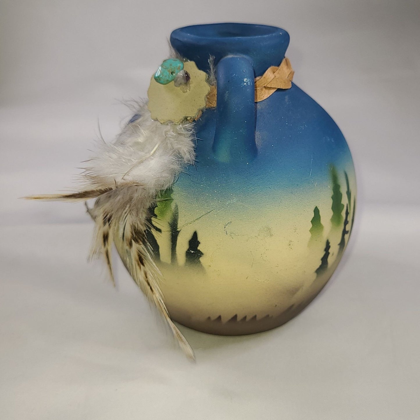 Air Brushed Southwestern Pottery Coyote Small Vase