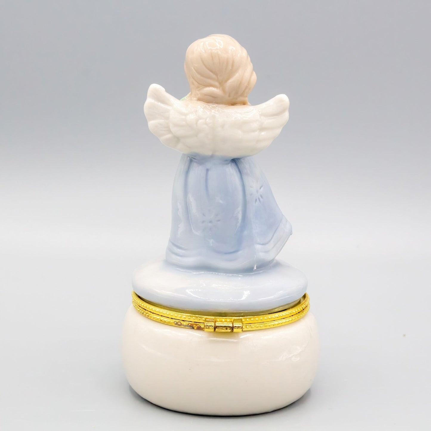 Vintage Angel Hinged Trinket Box Ceramic