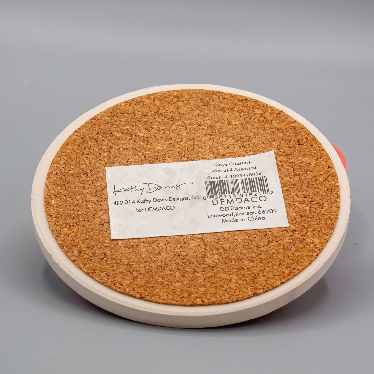 Kathy Davis 2014 Rose Follow Your Heart Ceramic and Cork Coasters Collection