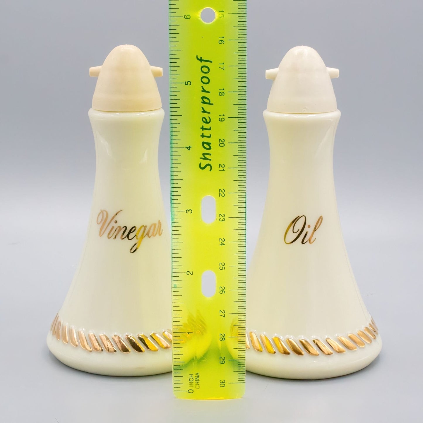 Vintage Wheatonware Glass Oil and Vinegar 24K gilt Set