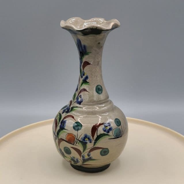 Vintage Artist Signed Pottery Floral Vase