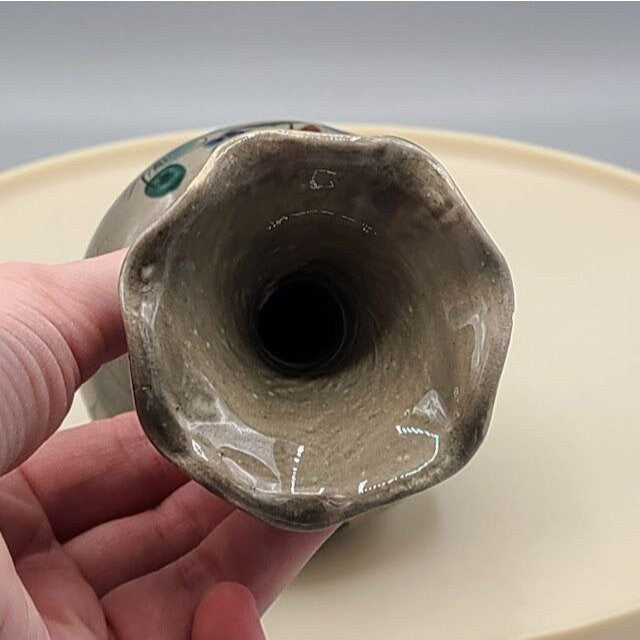 Vintage Artist Signed Pottery Floral Vase
