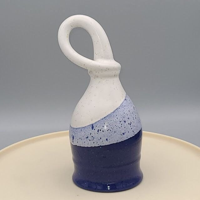 Studio Art Pottery Hip Mug for Meade or Decor Blue Ceramic Vessel