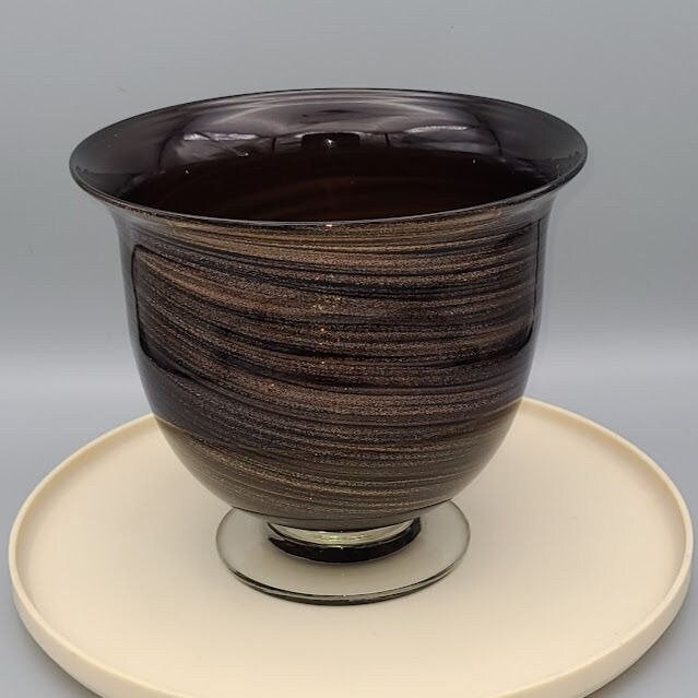 Hand Blown Glass Giltter Swirl pot or Console Bowl