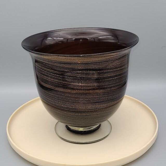 Hand Blown Glass Giltter Swirl pot or Console Bowl
